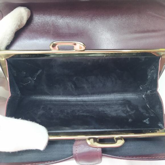 Bosca Maroon Leather Kisslock Pocket Credit Cards Trifold Long Wallet - Vintage - Picture 11 of 14